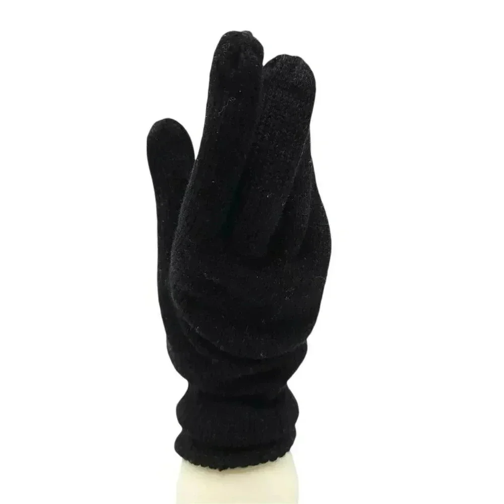 Vintage 1980s ARIS ISOTONER Thermal Knit Winter Gloves Black Women's Acrylic